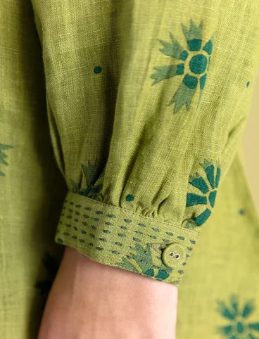 Bluse „Fiona“ aus Leinengewebe - avocado-gemustert