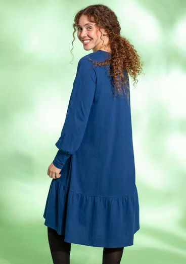 Jersey dress in organic cotton/linen - indigo blue