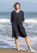 Woven linen dress - black