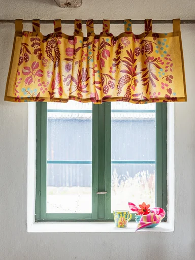 “Olives” curtain valance in organic cotton