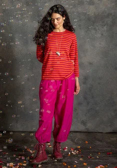 Pantalon en coton/soie - cerise