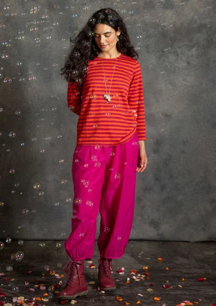 Cotton/silk trousers - cerise