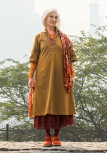 Cotton/linen dress with a collar - brass