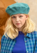 Knitted and felted lambswool blend beret - aqua green