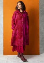 “Marabel” woven coat in wool/polyester - pomegranate
