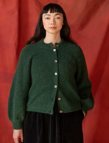 “Vinternatt” cardigan in an alpaca blend - dark green