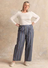 “Esme” woven pants in organic cotton/linen - iron grey/stripe