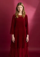 Velour tunic in organic cotton/recycled polyester - pomegranate