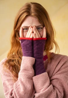 “Vega” fingerless gloves in recycled wool/lambswool - allium