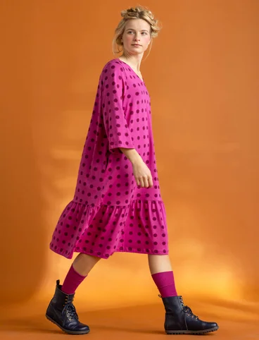 “Tyra” jersey dress in organic cotton/modal - cerise/patterned