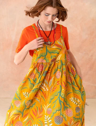 Geweven jurk "Artichoke" van biologisch katoen - goudoker