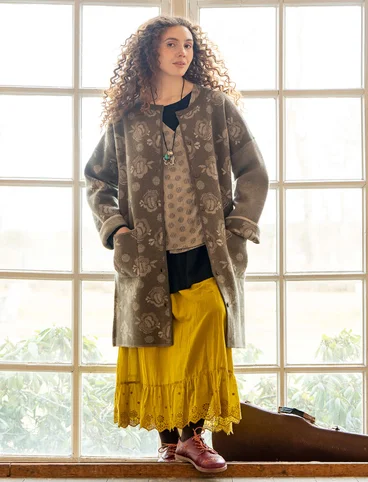 “Aria” reversible knit coat in felted wool. - clay