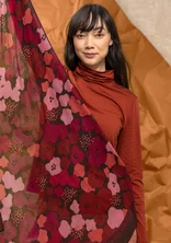 “Hillevi” viscose/wool, square, floral scarf - dark aubergine