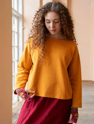 Solid-colour, organic cotton top - marigold