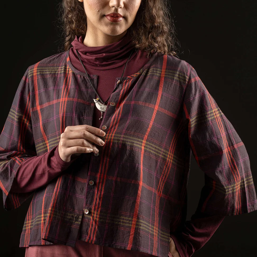“Kate” woven blouse in organic cotton - mullberry