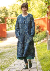 ��“Bulgaria” knitted coat in a wool and organic/recycled cotton blend - indigo