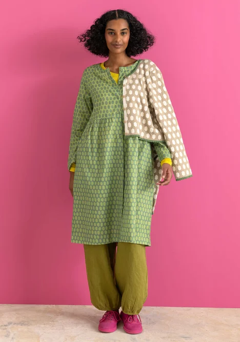 “Vendela” woven dress in organic cotton - rosemary/patterned