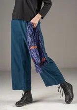 Woven pants in organic cotton/linen - Pacific blue