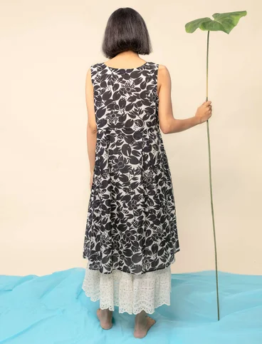 Vevd kjole «Lotus» i økologisk bomull - svart/mønstret