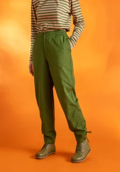 Woven pants in organic cotton dobby - grass green