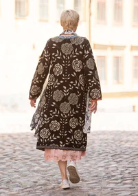 “Bulgaria” knit coat in wool and organic/recycled cotton - black umber