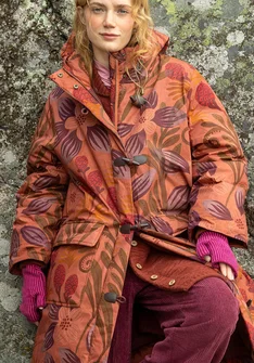 Fingerless gloves in lambswool/organic and recycled cotton - red cabbage/cerise