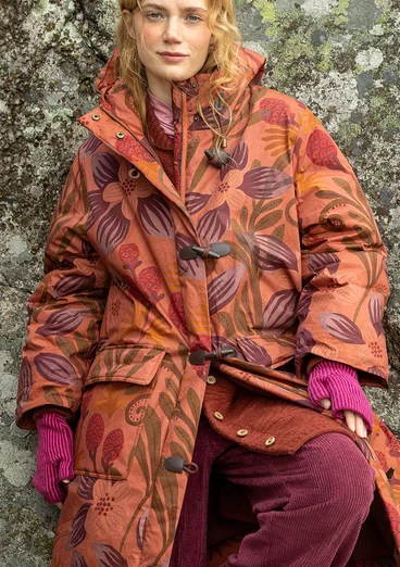 Fingerless gloves in lambswool/organic and recycled cotton - red cabbage/cerise