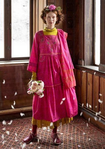 “Kamelia” woven organic cotton/silk dress - cerise