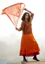 “Okinawa” shawl in wool - parrot red