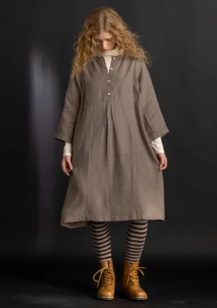 “Asta” woven linen dress - light potato