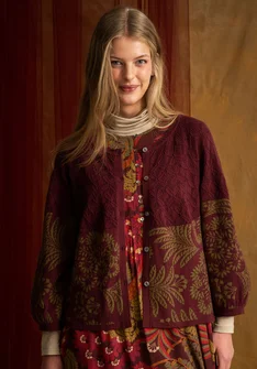 “Anila” organic cotton patterned cardigan - aubergine