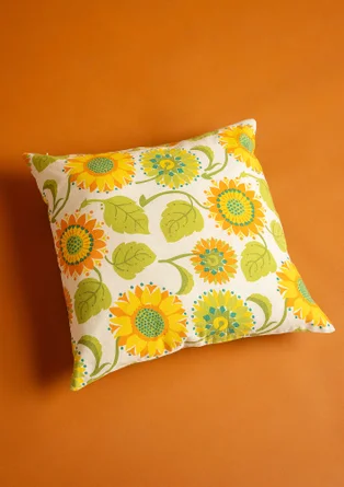 “Sunflower” organic cotton/linen cushion cover - light sand