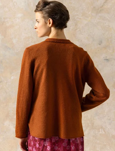 Knitted blazer crafted from felted organic wool - pecan nut/melange