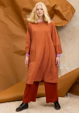 “Ellen” striped/solid-colored jersey dress in organic cotton/modal - cinnamon/patterned