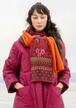 “Borealis” knit scarf in organic and recycled cotton/wool - aubergine