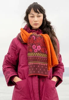 “Borealis” knit scarf in organic and recycled cotton/wool - aubergine