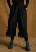 “Minal” embroidered organic cotton trousers - black