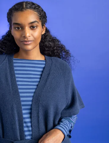 Lang cardigan i alpakamiks - indigo