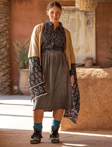“Zari” velour skirt in organic cotton/recycled polyester - ash grey