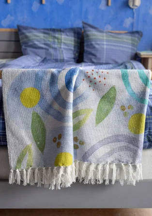 “Cumulus” organic cotton throw blanket - forget-me-not