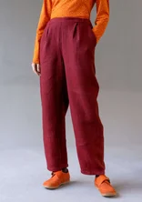 Garment-washed woven linen trousers - dark agate red