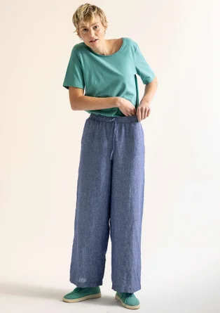 Pantalon tissé "Seraj" en lin - campanule clair