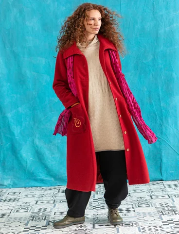 “Web” recycled wool/polyester coat  - cranberry