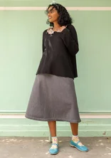 “Ines” woven organic cotton long skirt - graphite