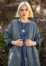 “Willow” woven kimono in organic cotton - indigo