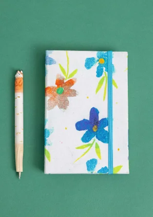 “Brush” fabric-covered paper notebook - white