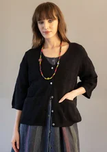 Organic cotton textured-knit cardigan - black