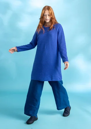 Linen/recycled cotton tunic - brilliant blue