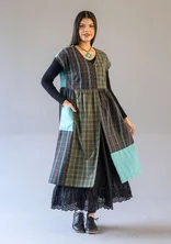 “Kerala” checked sleeveless dress in organic cotton - black