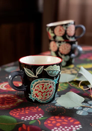 Tasse "Fruits" en céramique - gris cendré foncé